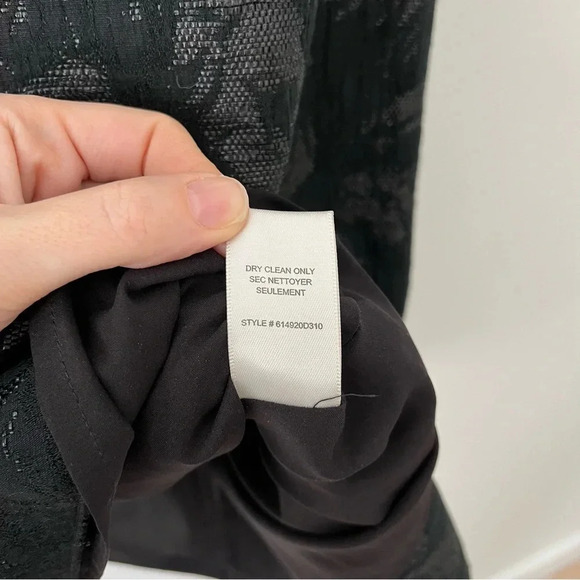 Rebecca Taylor Black Floral Jacquard Dress Size 6 Black Tie Chic Party - Picture 6 of 7